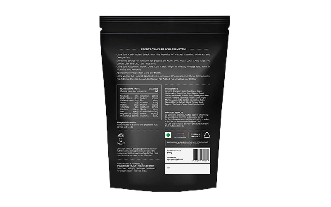 Unsnack Low-carb Achaari Matthi    Pack  500 grams